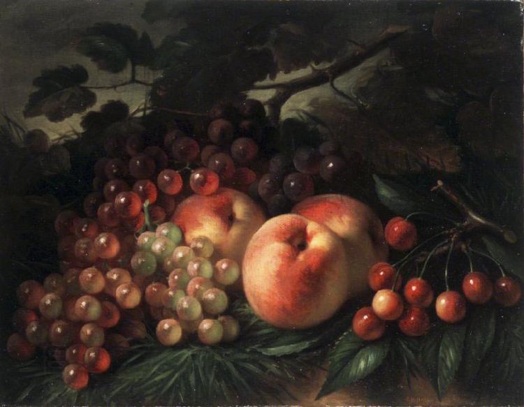 George Henry Hall Peaches, Grapes and Cherries